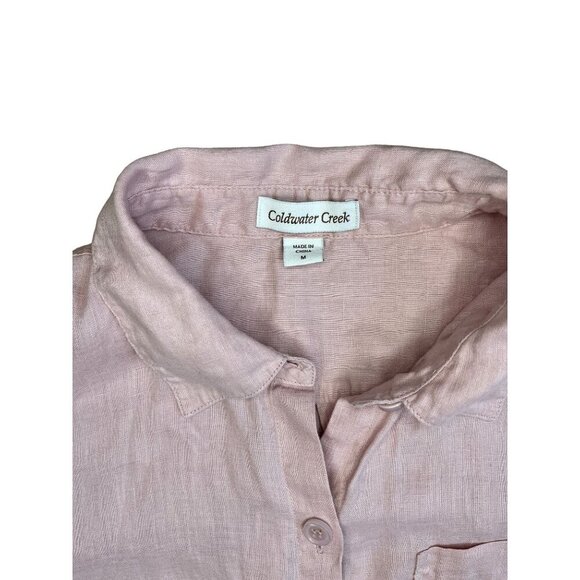 Coldwater Creek Mens Linen Button-Down Shirt Size M Light Pink - Picture 2 of 5